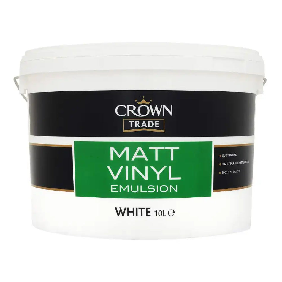 Crown Trade - Matt Vinyl Emulsion - White - 10 L