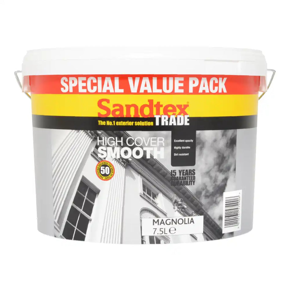 Sandtex Trade - High Cover Smooth Masonry - Magnolia - 7.5 L