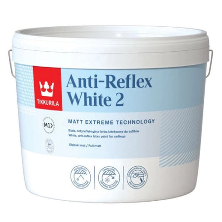 Tikkurila Anti-Reflex White 2 paint container on a white background