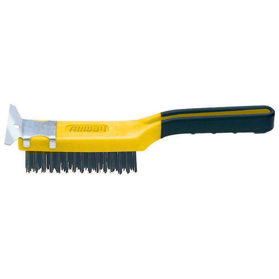 Allway 4 x 11 Soft Grip Carbon Steel Wire Brush with Scraper