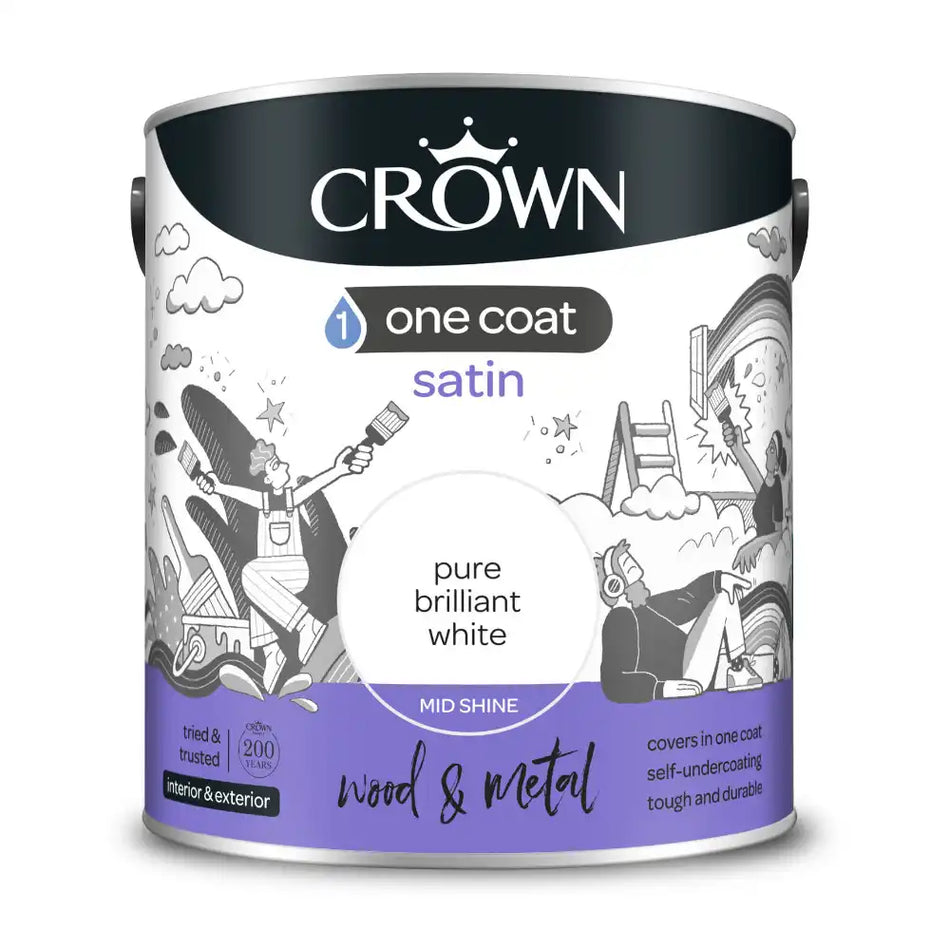 Crown One Coat - Satin - Pure Brilliant White - 2.5 L