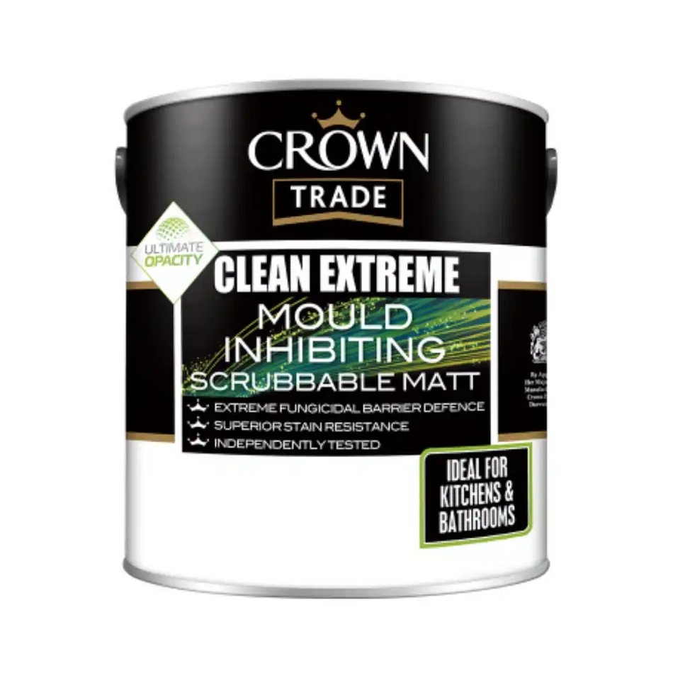 Crown Trade - Clean Extreme - Mould Inhibiting - Scrubbable Matt - White - 2.5 L