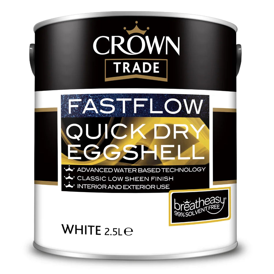 Crown Trade Fastflow Quick Dry Eggshell Paint 2.5L
