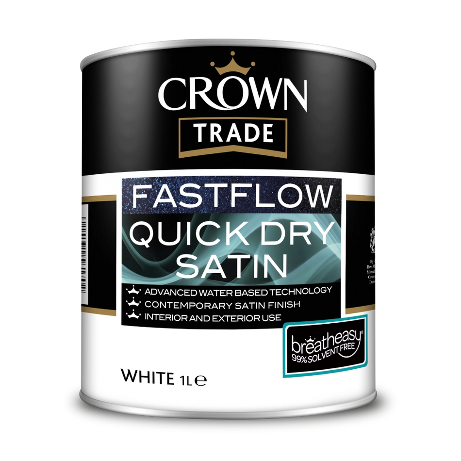 Crown Trade Fastflow Quick Dry Satin White 1L