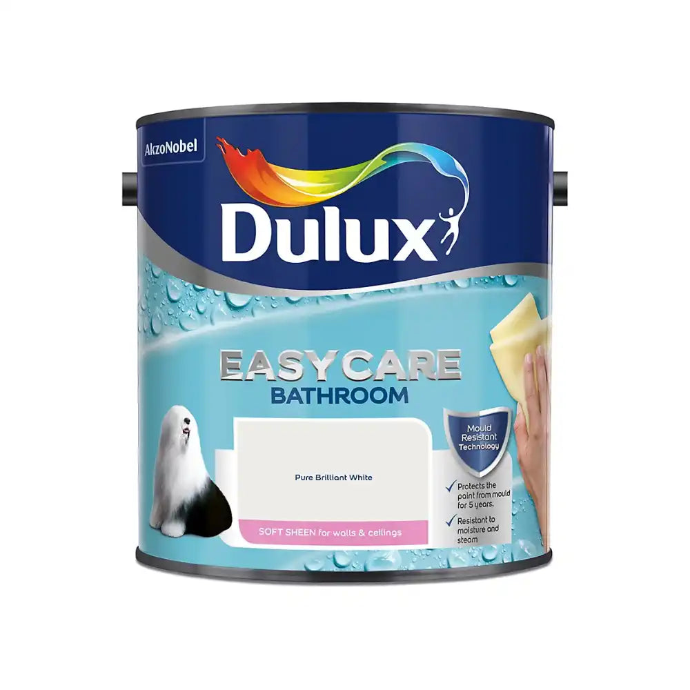 Dulux Easy Care Bathroom 2.5l paint can on a white background