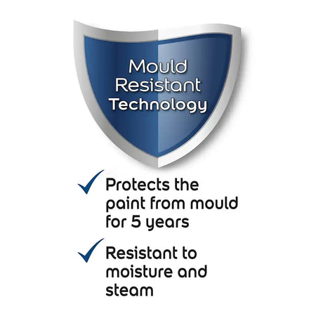 Shield icon with 'Mould Resistant Technology' text on a white background