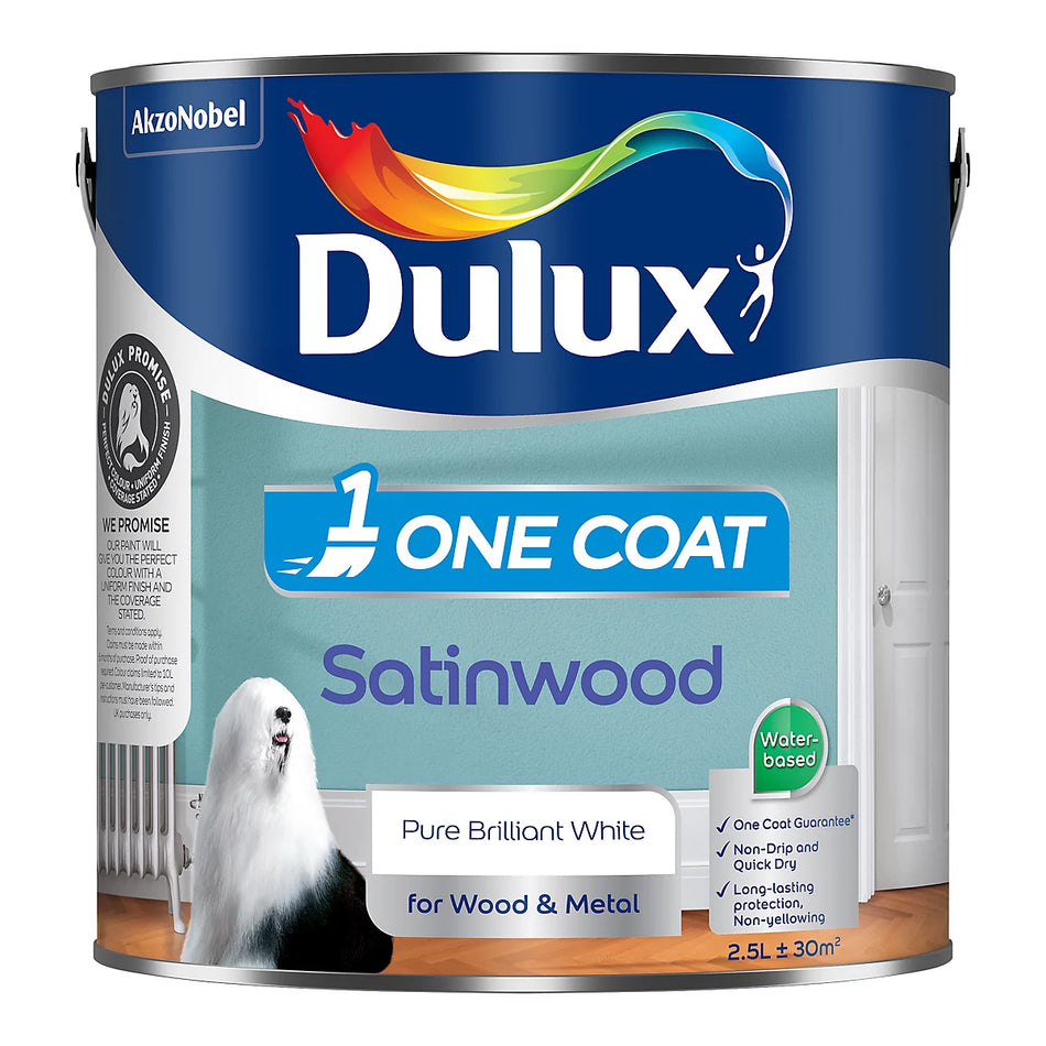 Dulux Retail One Coat Satinwood Pure Brilliant White