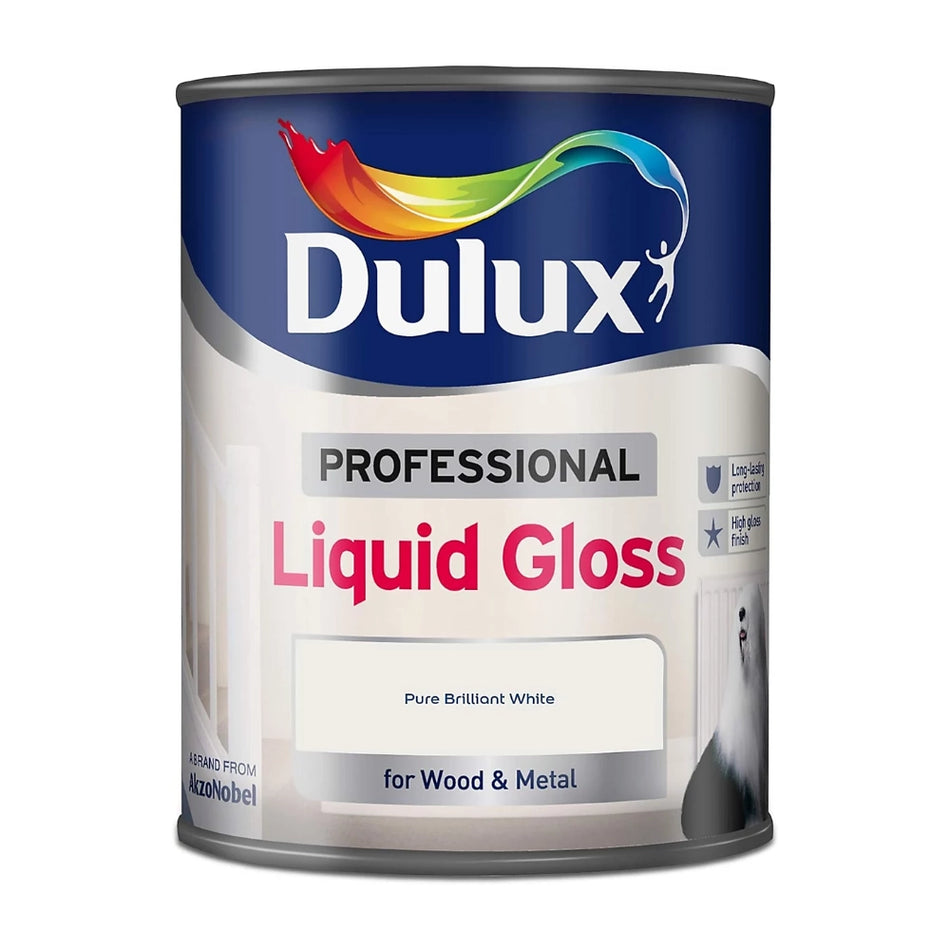 Dulux Professional Liquid Gloss paint can on a white background