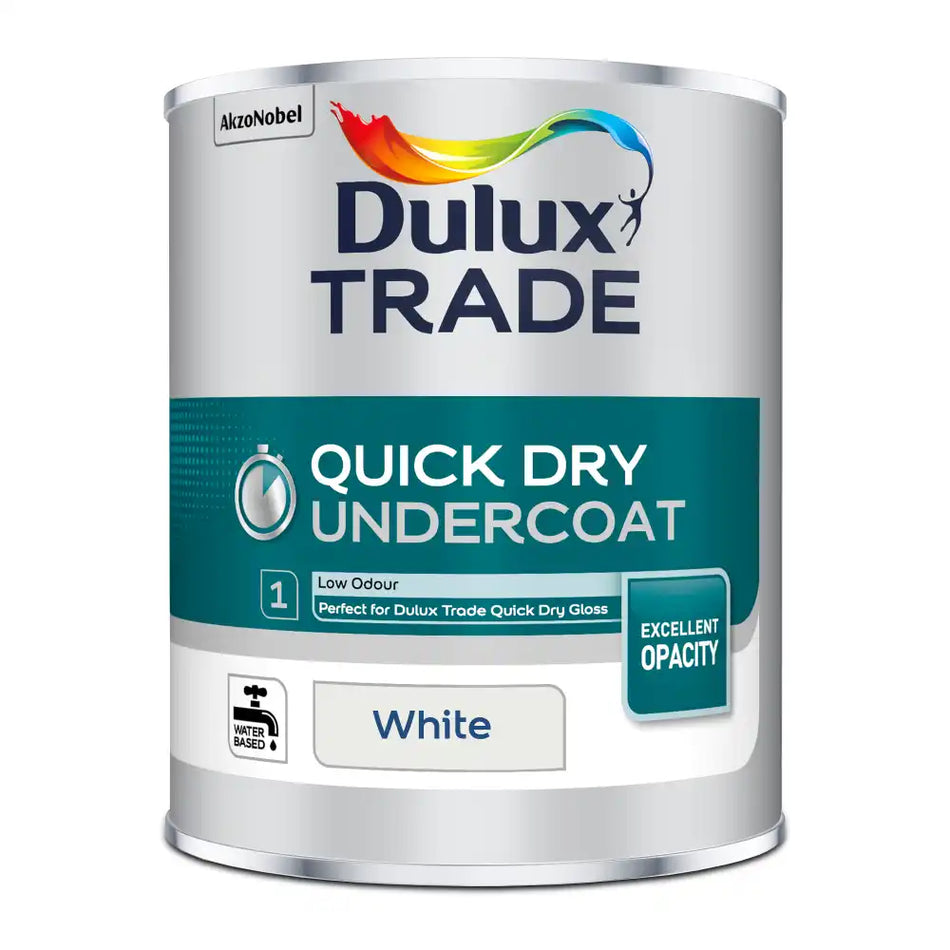 Dulux Trade Quick Dry Undercoat – water-based undercoat for interior and exterior woodwork 1L