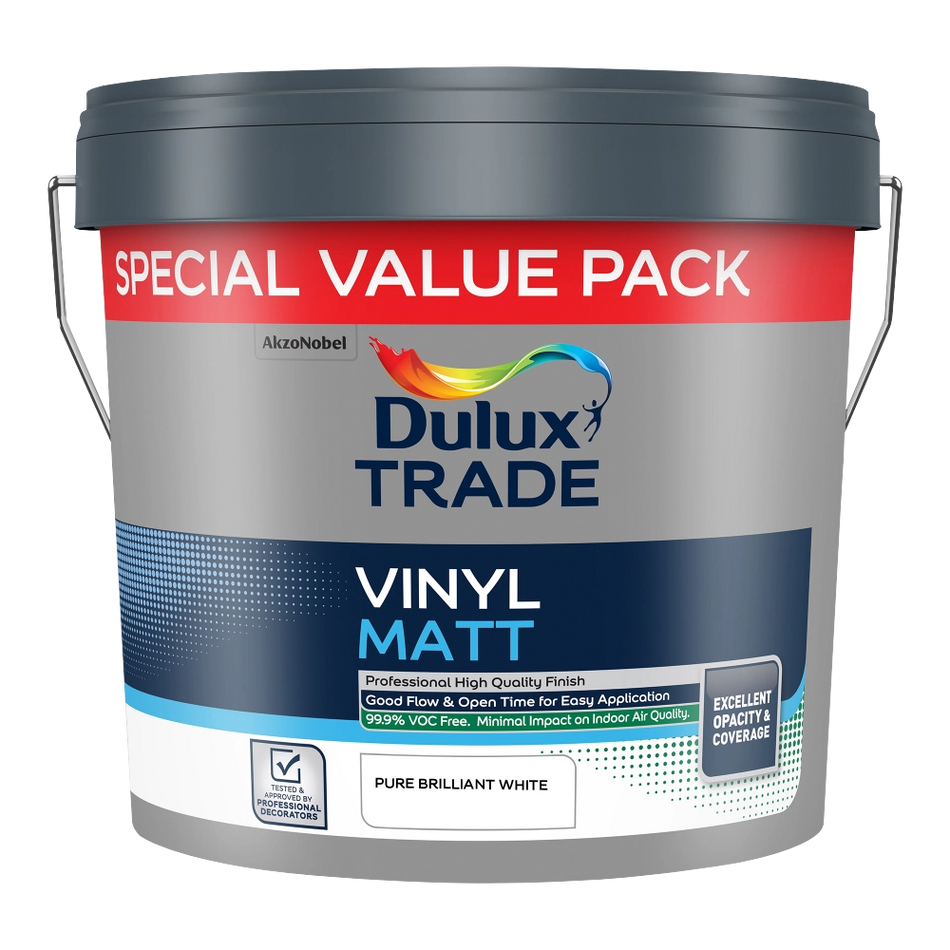 Dulux Trade Vinyl Matt Pure Brilliant White 7.5L