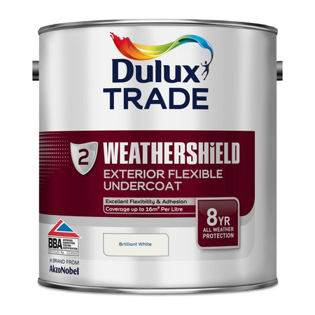 Dulux Trade Weathershield exterior flexible undercoat can on a white background