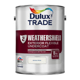 Dulux Trade Weathershield exterior flexible undercoat can on a white background