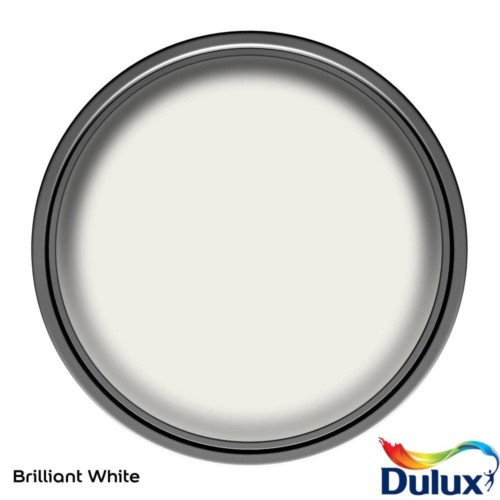 Dulux Brilliant White paint color swatch on a white background