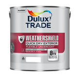 Dulux Trade paint can with Weathershield Quick Dry Exterior Flexible Undercoat label on a white background