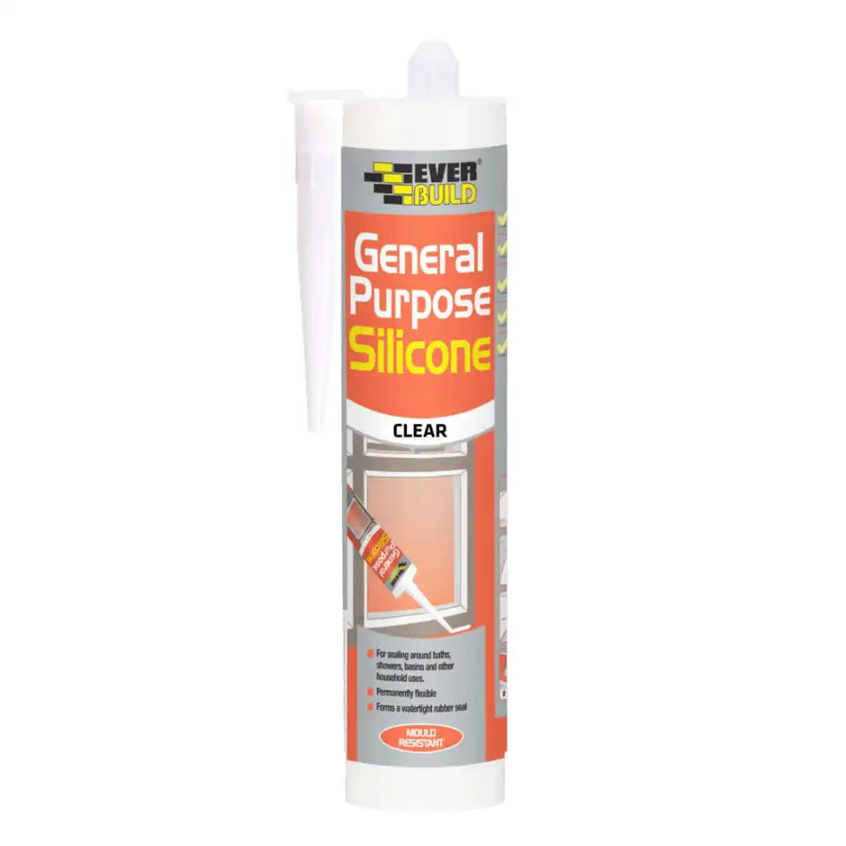 Everbuild General Purpose Silicone Sealant – 280ml (Multi-Purpose, Anti-Fungal)