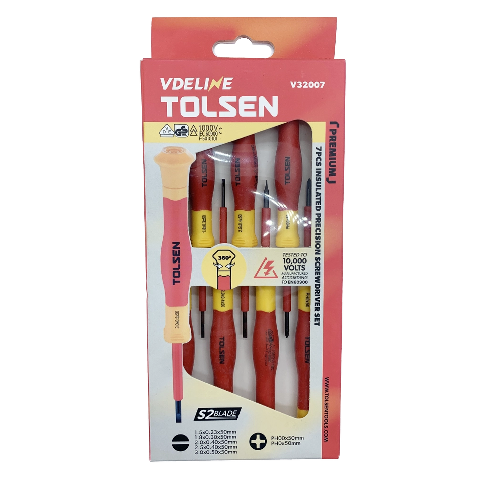 Tolsen 7Pcs Insulated Precision Screwdriver Set (Premium Line)