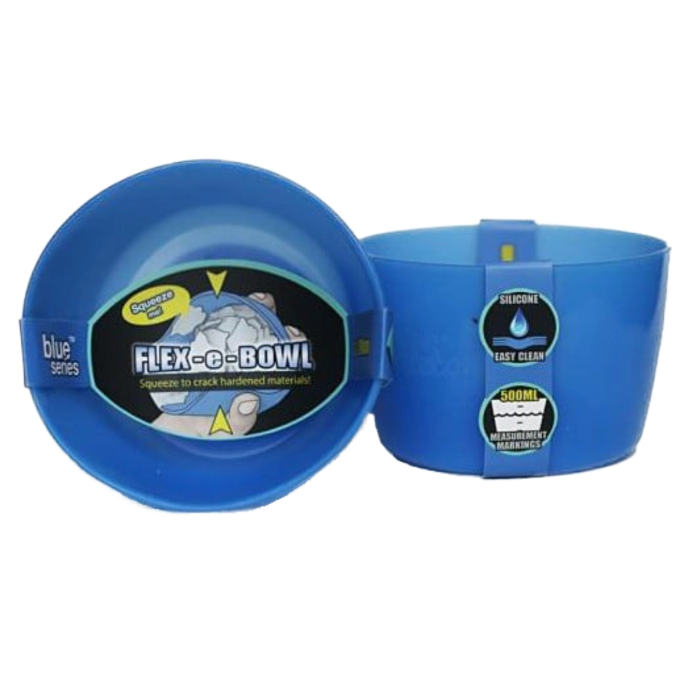 Blue Flex-e-Bowl with branding on a white background