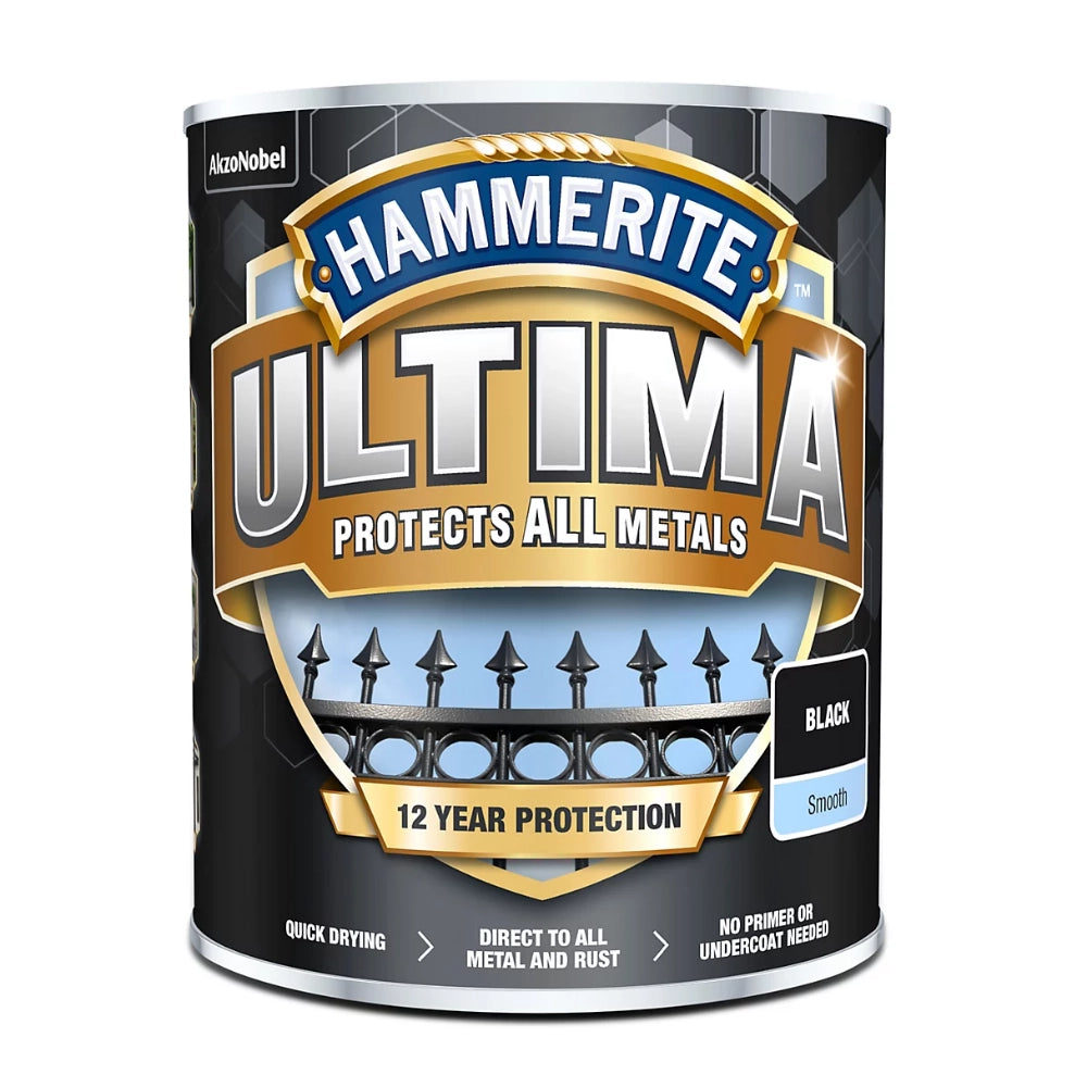 Hammerite Ultima paint can on a white background