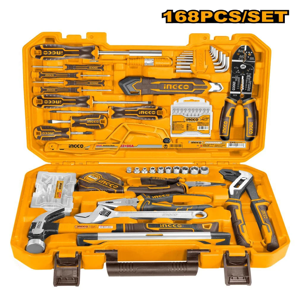 INGCO HKTHP21681 168-piece household tool set – comprehensive home tool kit in carry case