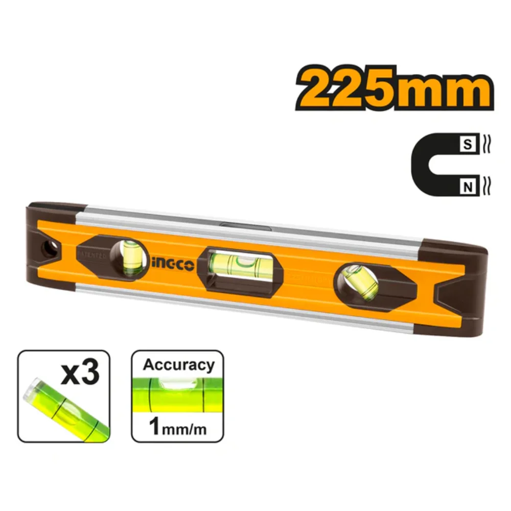 INGCO magnetic mini spirit level 225mm HMSL01030 – compact level for accurate alignment