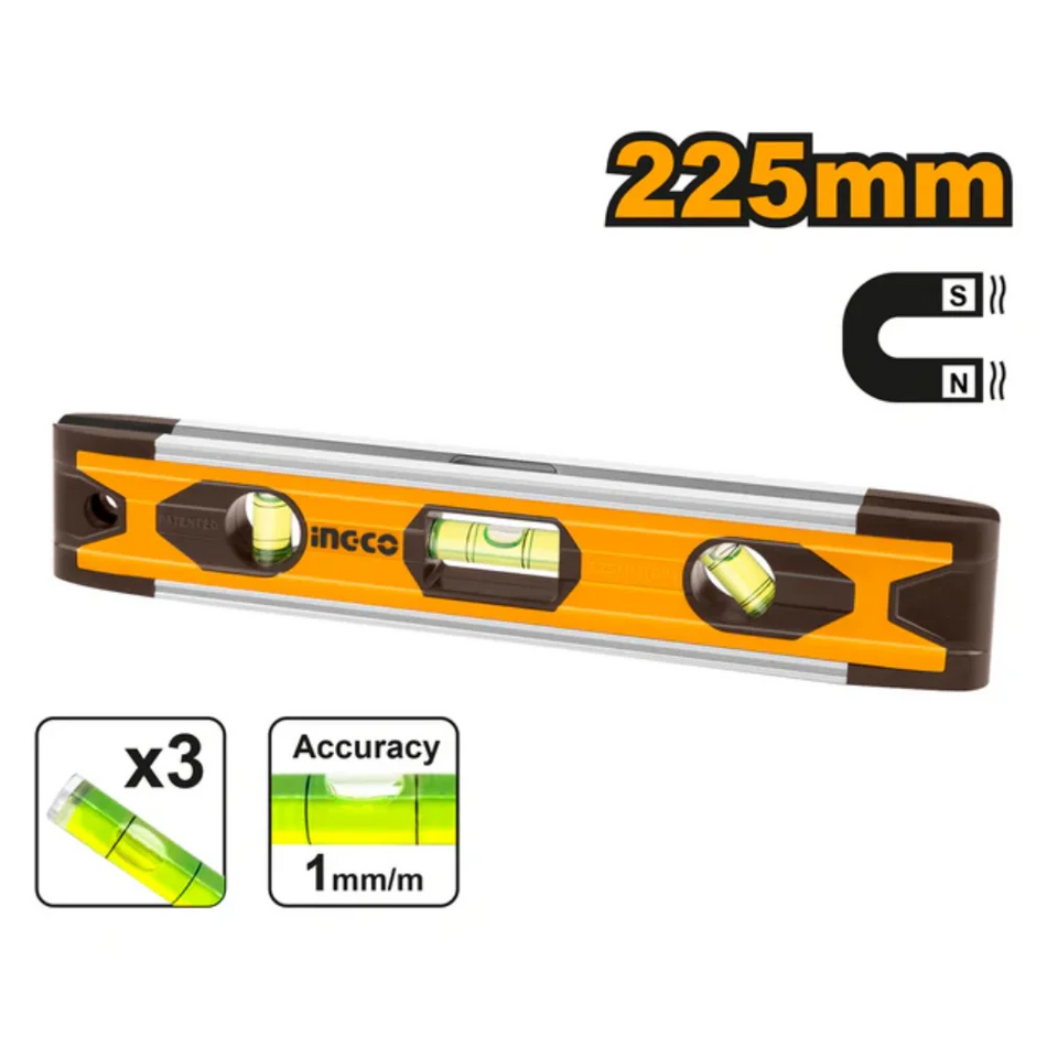 INGCO magnetic mini spirit level 225mm HMSL01030 – compact level for accurate alignment