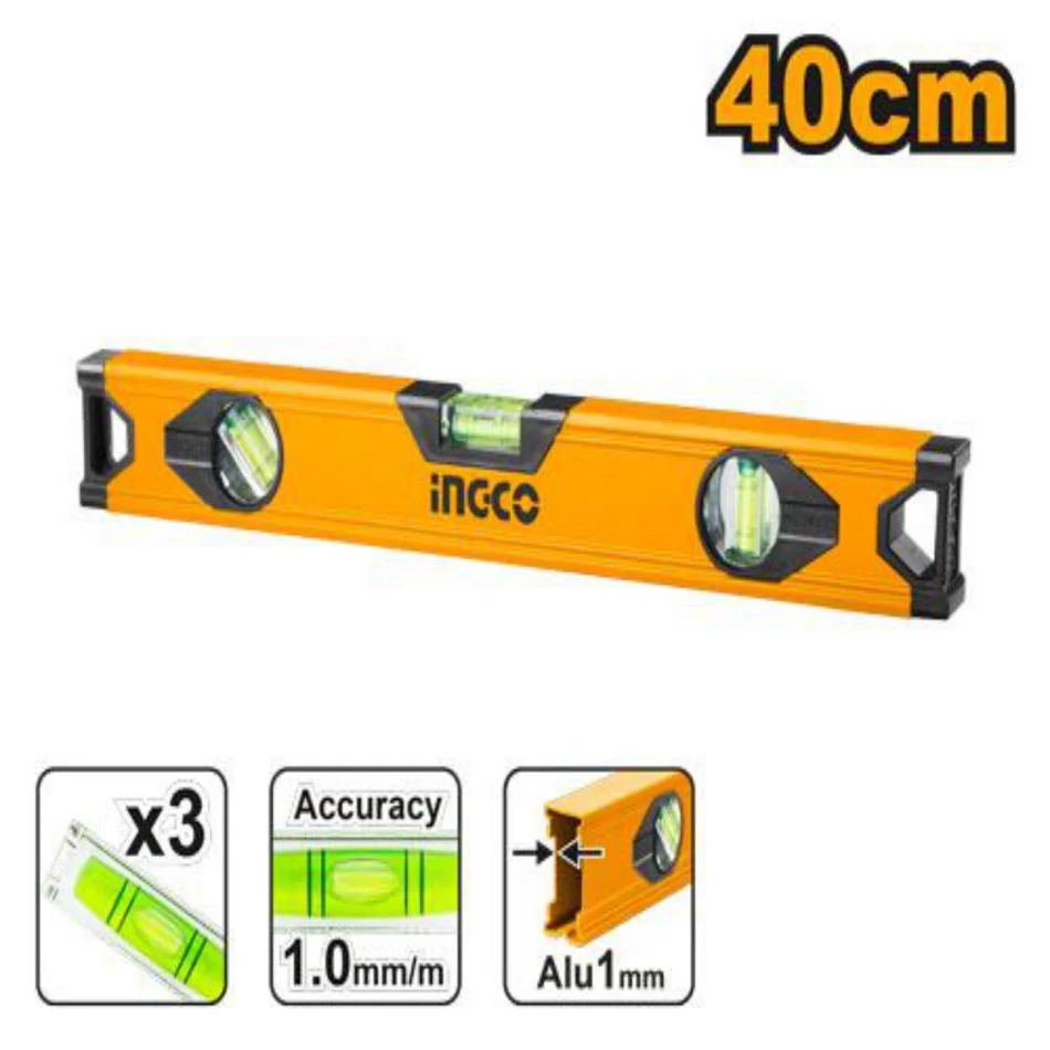 INGCO aluminium spirit level 400mm HSL18040 – lightweight level for accurate alignment