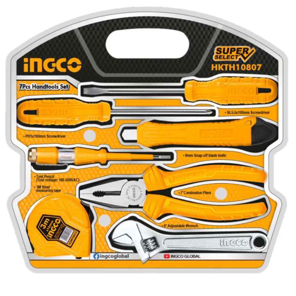INGCO 7-piece household hand tool set HKTH10807 – essential home hand tools set