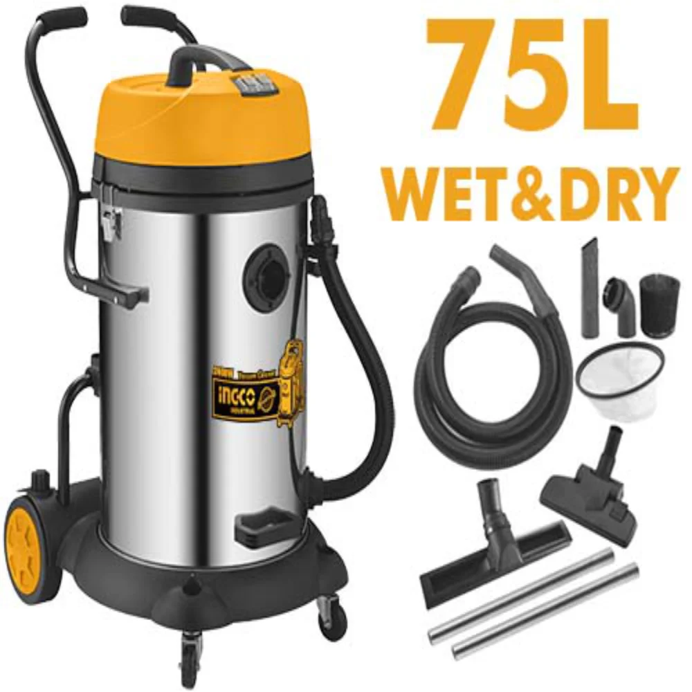 INGCO 75L corded wet & dry vacuum cleaner VC24751-8 – heavy-duty shop vac for dust and water pickup