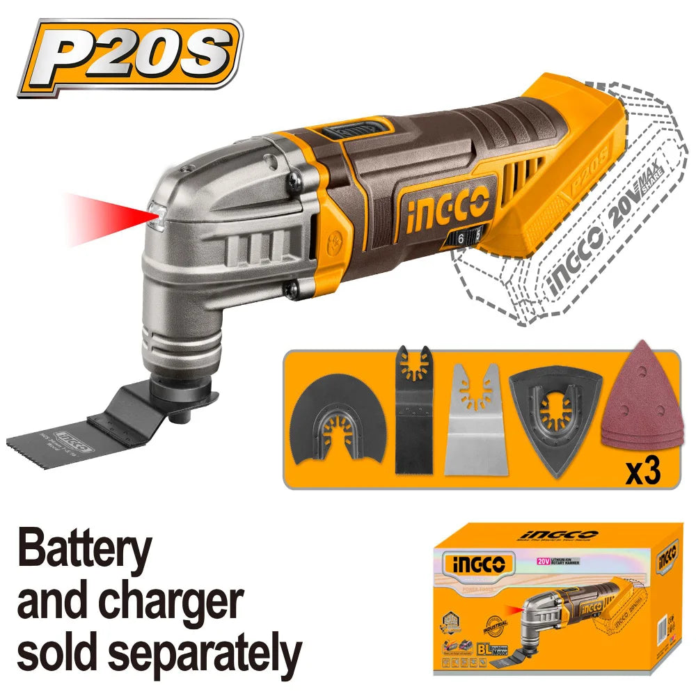 INGCO P20s 20V Cordless Multi Tool - Battery powered oscillating multi tool