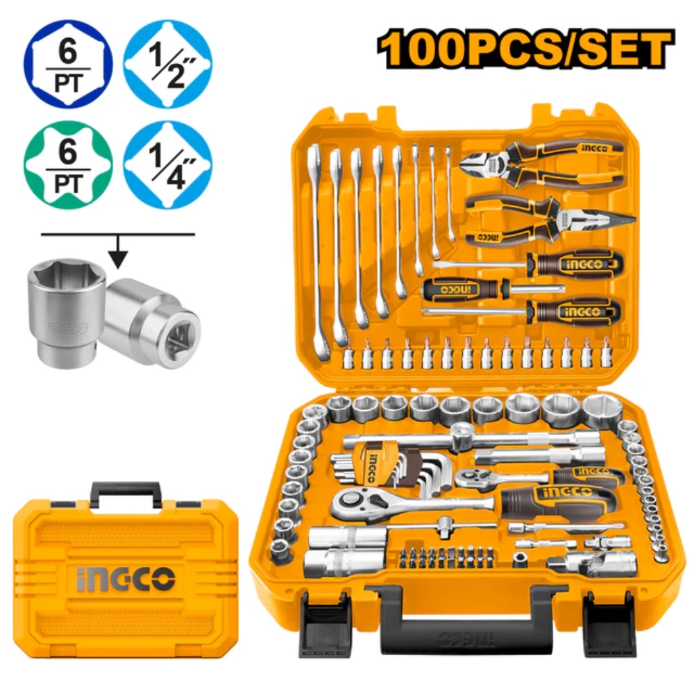INGCO Industrial 100-piece hand tool set HKTHP21001 – professional tool kit in carry case