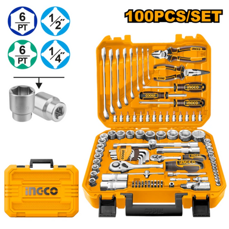 INGCO Industrial 100-piece hand tool set HKTHP21001 – professional tool kit in carry case