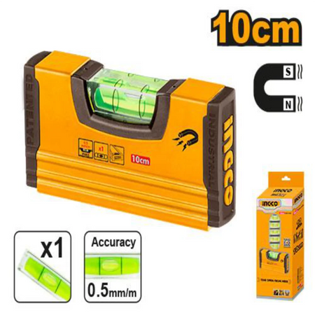INGCO pocket hand level 10cm magnetic HMSL03101 – mini spirit level for quick checks