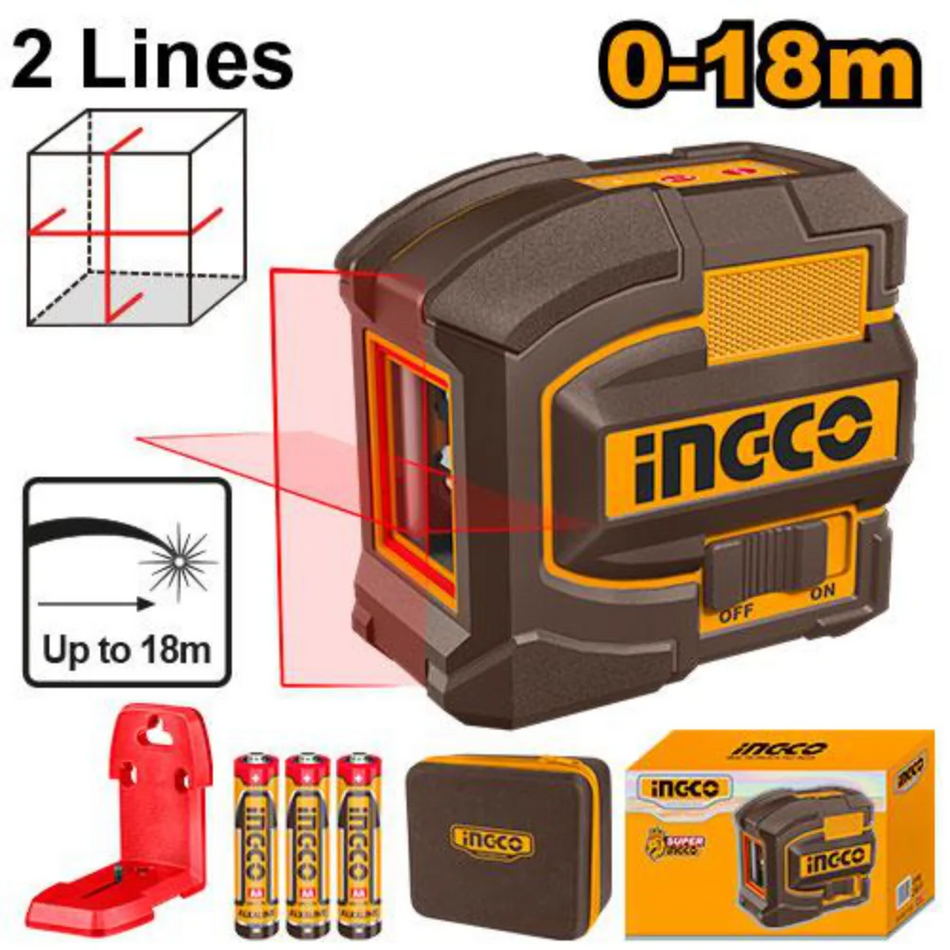 INGCO self-levelling red line laser 18m HLL156503 – cross line laser level for alignment