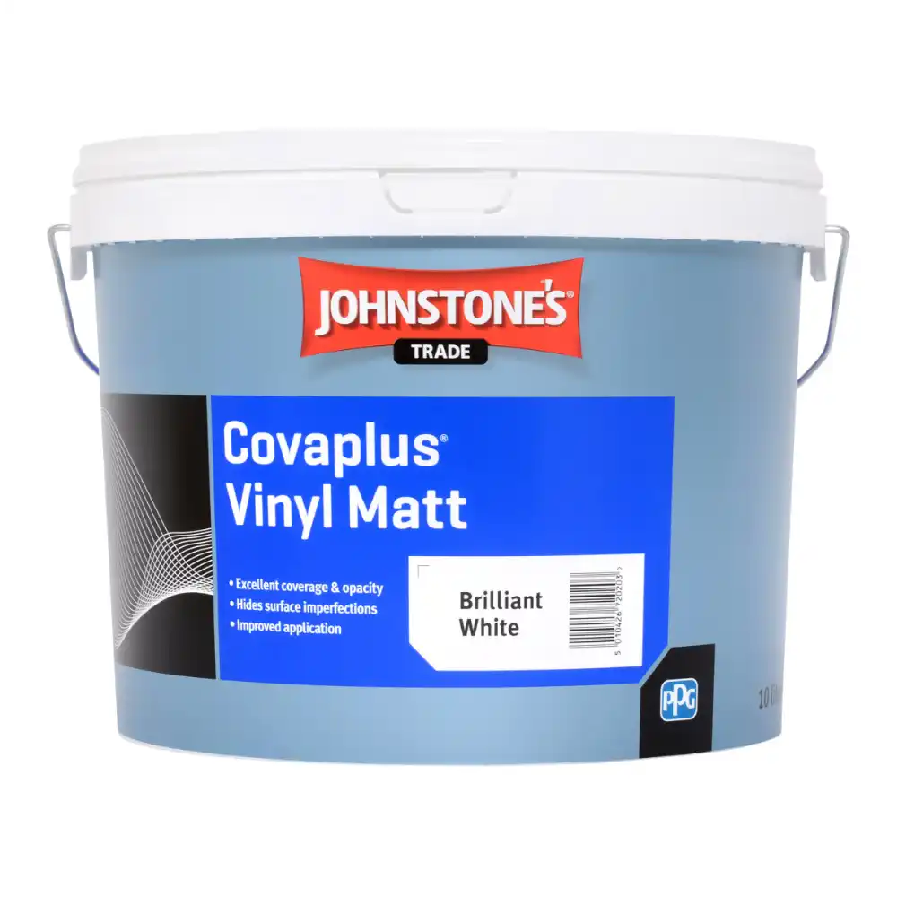 Johnstone’s Covaplus White – vinyl matt emulsion paint for interior walls and ceilings 10L