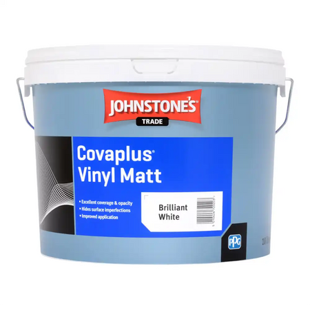 Johnstone’s Covaplus White – vinyl matt emulsion paint for interior walls and ceilings 10L
