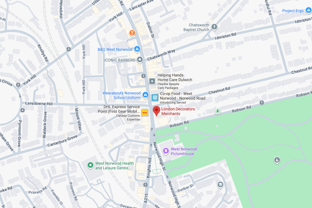 Map of London with a focus on West Norwood area with a pin on the location of LDM Norwood branch on Norwood Road