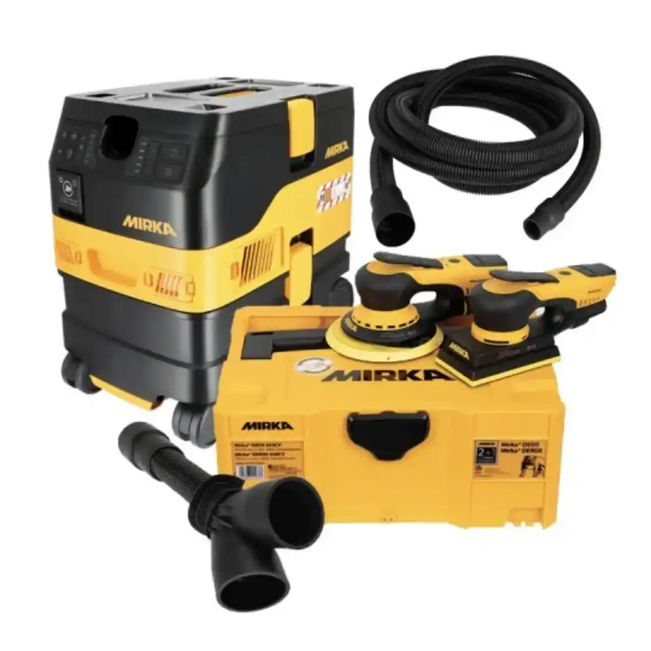 Mirka DEROS II, DEOS II & DEXOS 1217 M AFC dust extractor bundle – sanding system with Y-branch and 2 hoses