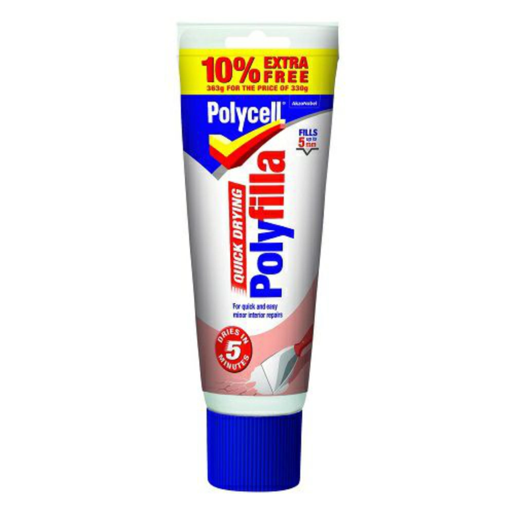 Tube of Polycell Polyfilla on a white background