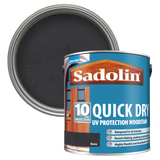 Can of Sadolin quick dry woodstain with a Ebony colour swatch