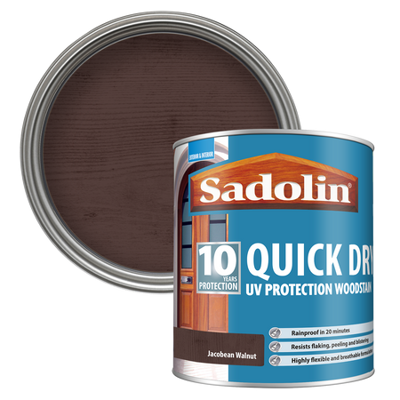 Sadolin woodstain can with a Jacobean colour swatch