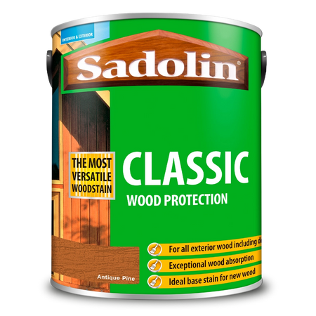 Sadolin Classic Wood Protection wood stain Antique Pine can on a white background