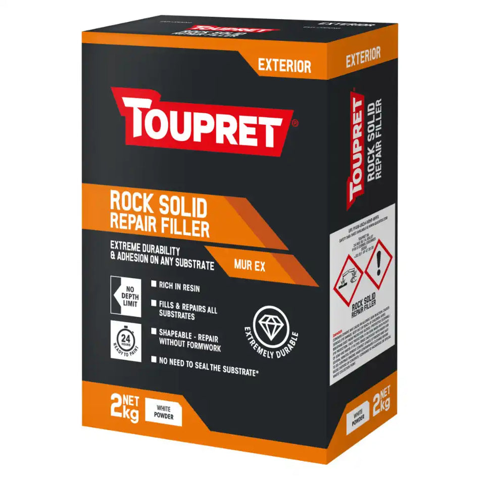 Toupret Rock Solid Repair Filler (Murex) – strong filler for deep repairs in walls and masonry 2kg