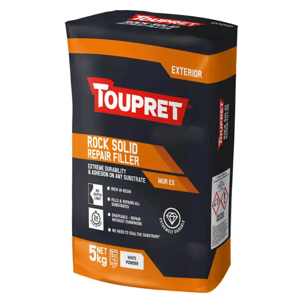 Toupret Rock Solid Repair Filler (Murex) – strong filler for deep repairs in walls and masonry 5kg