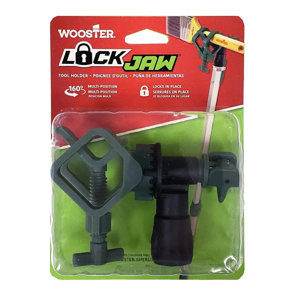 Wooster Lock Jaw tool holder packaging with a red and green design.