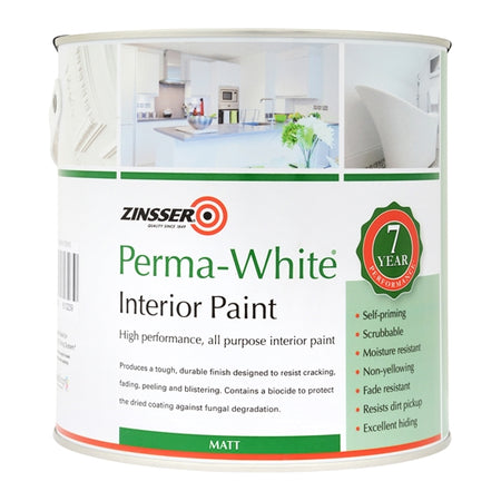 Zinsser Perma-White Interior Matt anti-mould paint white 1L tin