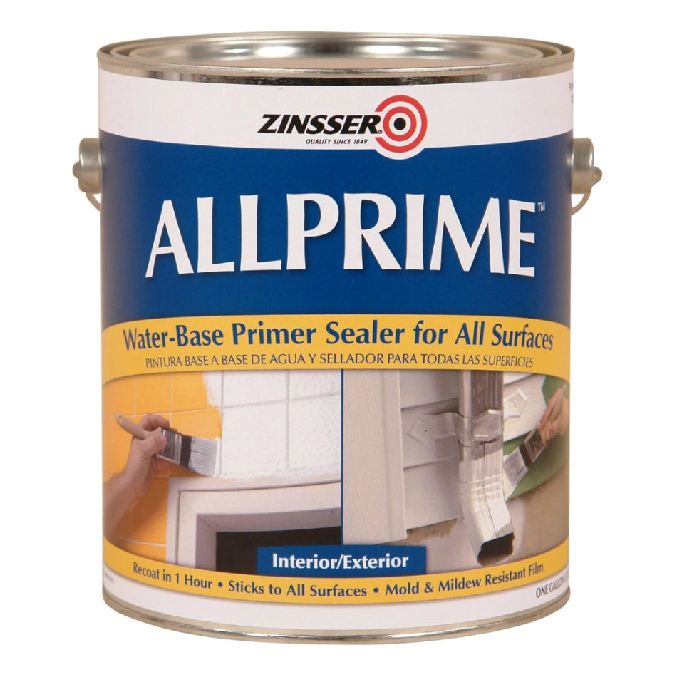 Zinsser AllPrime water-base primer sealer can on a white background
