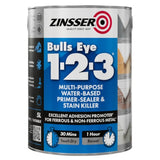 Zinsser Bulls Eye 1-2-3 paint can on a white background