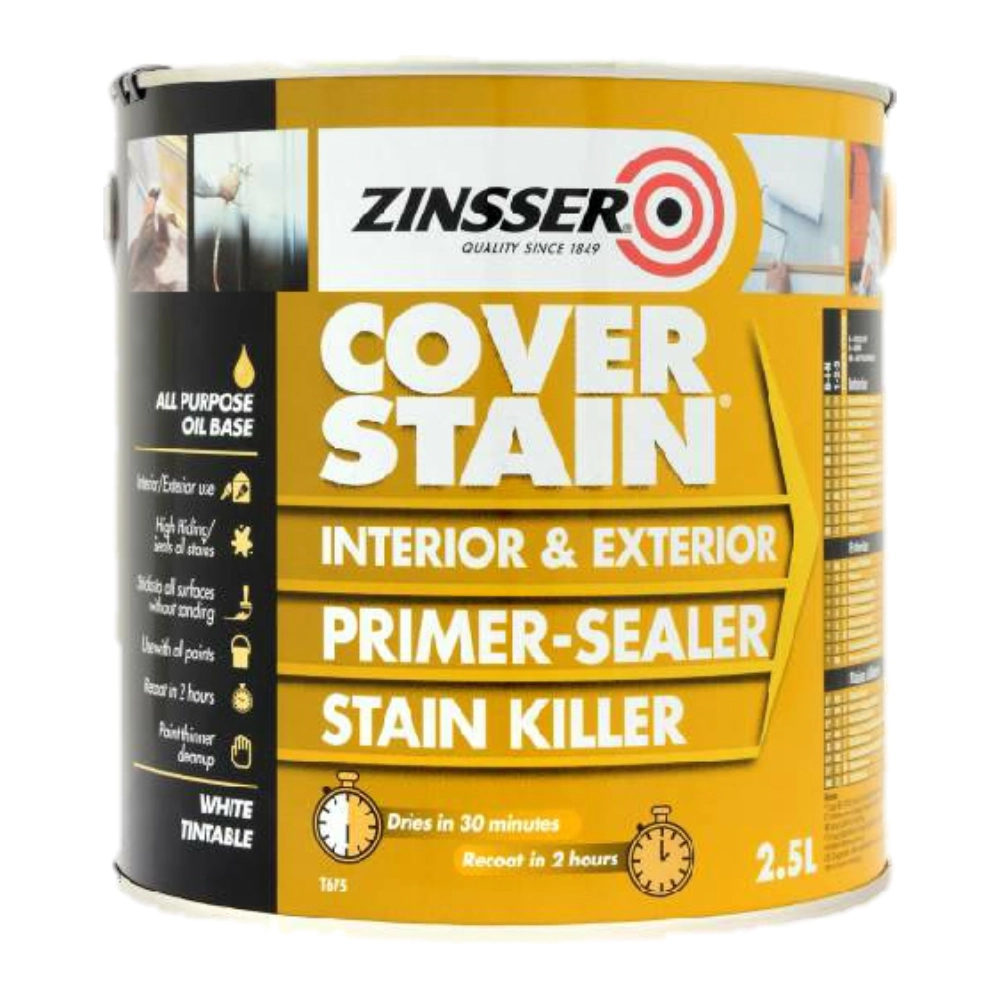 Zinsser Cover Stain paint can on a white background