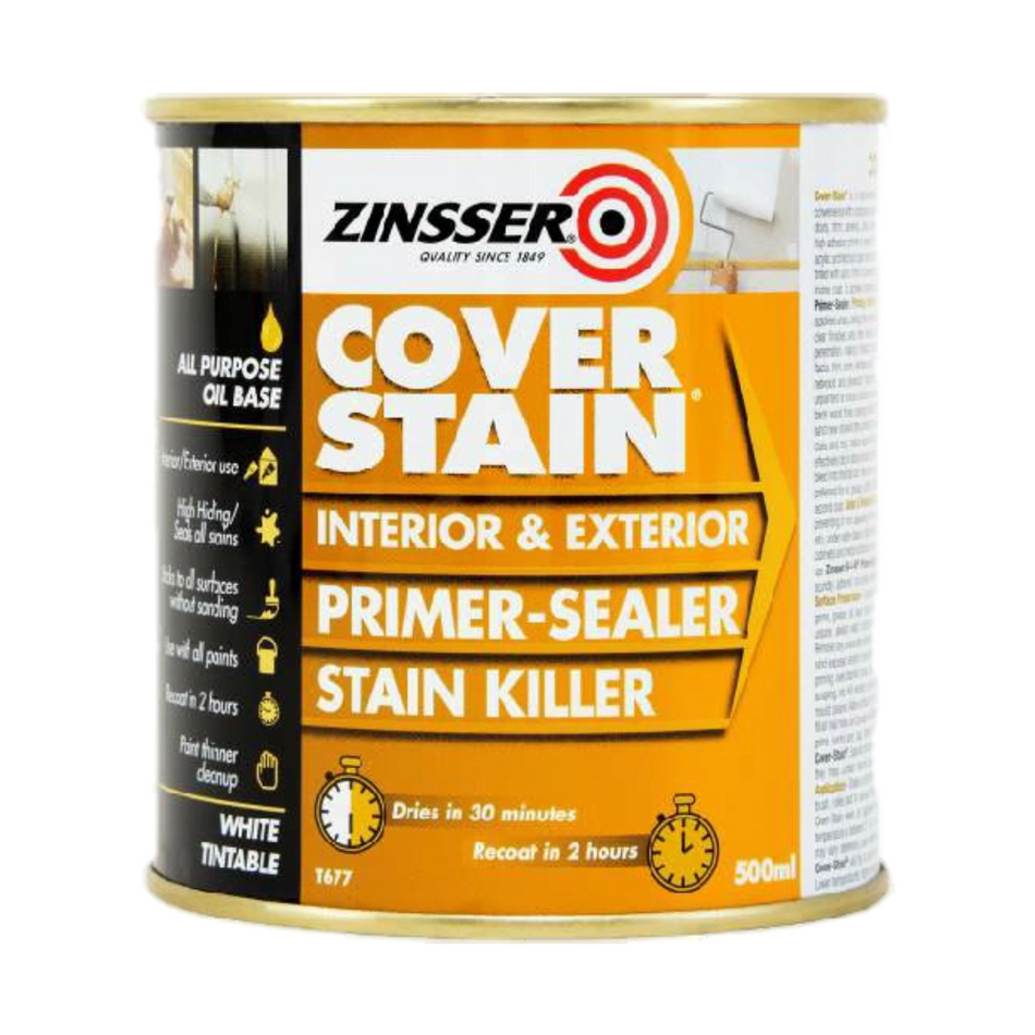 Zinsser Cover Stain can on a white background